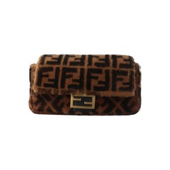 Fendi Baguette Medium Shearling Vitello Dolce Marco FF 1974 Tobacco Brown Zucca