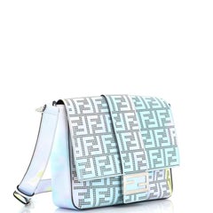 Fendi Messenger Baguette Messenger Bag Perforiertes Zucca bedrucktes Leder Medium