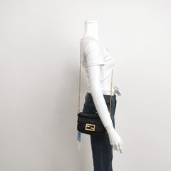 Fendi Baguette Mini Schwarze Nappa Leder-Umhängetasche