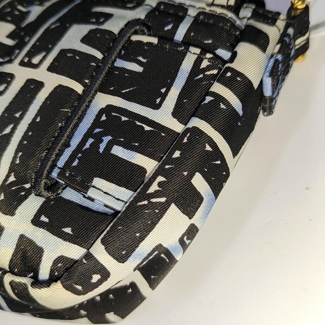 Fendi Baguette Mini Blue Black Zucca Nylon Gold Hardware Two-way Carry Bag 12