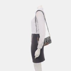 Fendi Baguette Mini Blue Black Zucca Nylon Gold Hardware Two-way Carry Bag