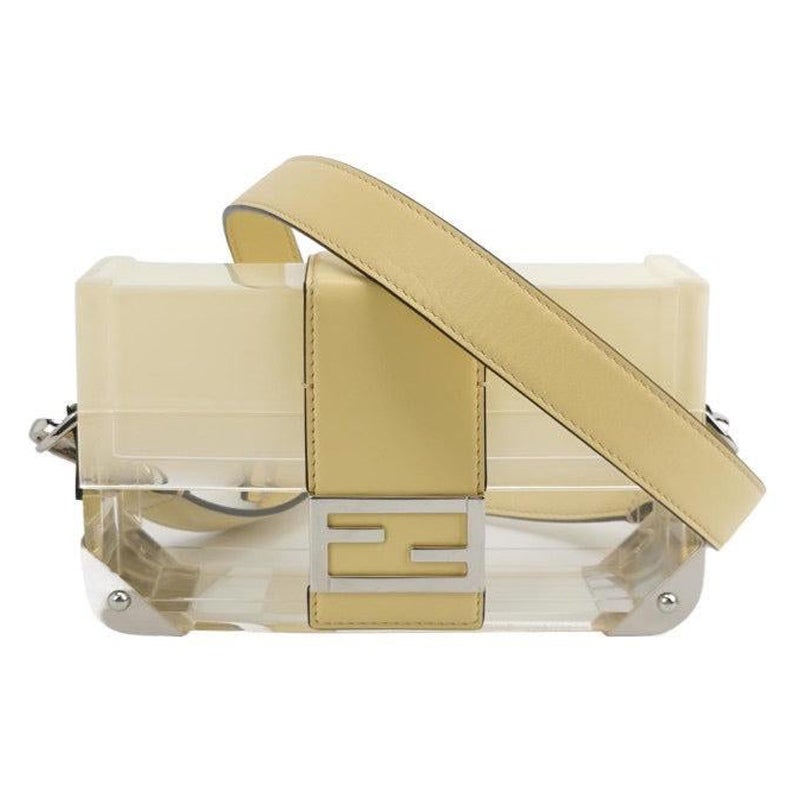 Fendi Baguette Mini Box Yellow/Clear Acrylic Plexiglass 
Leather Crossbody Bag