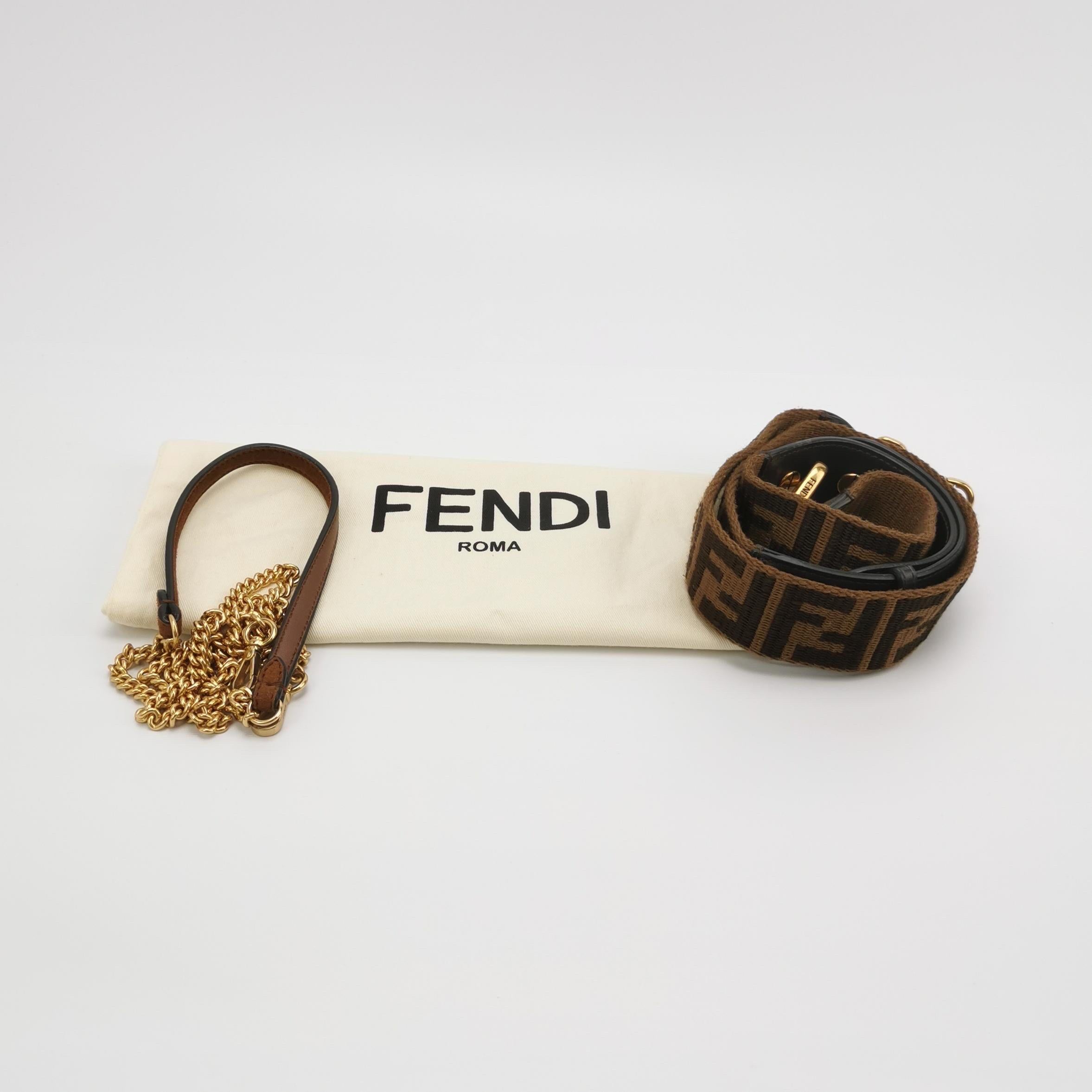 Fendi Baguette Mini Brown Suede Gold Hardware Crossbody Bag 7