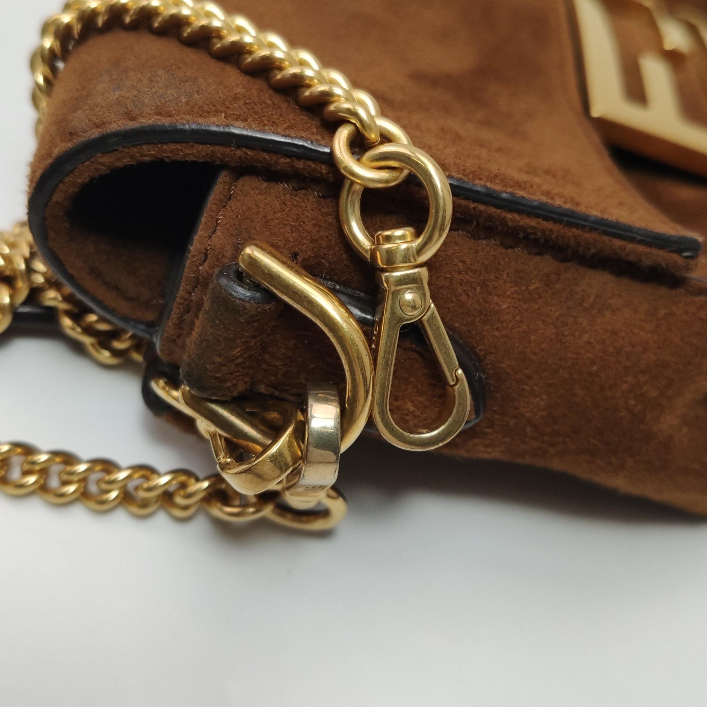 Fendi Baguette Mini Brown Suede Gold Hardware Crossbody Bag 9