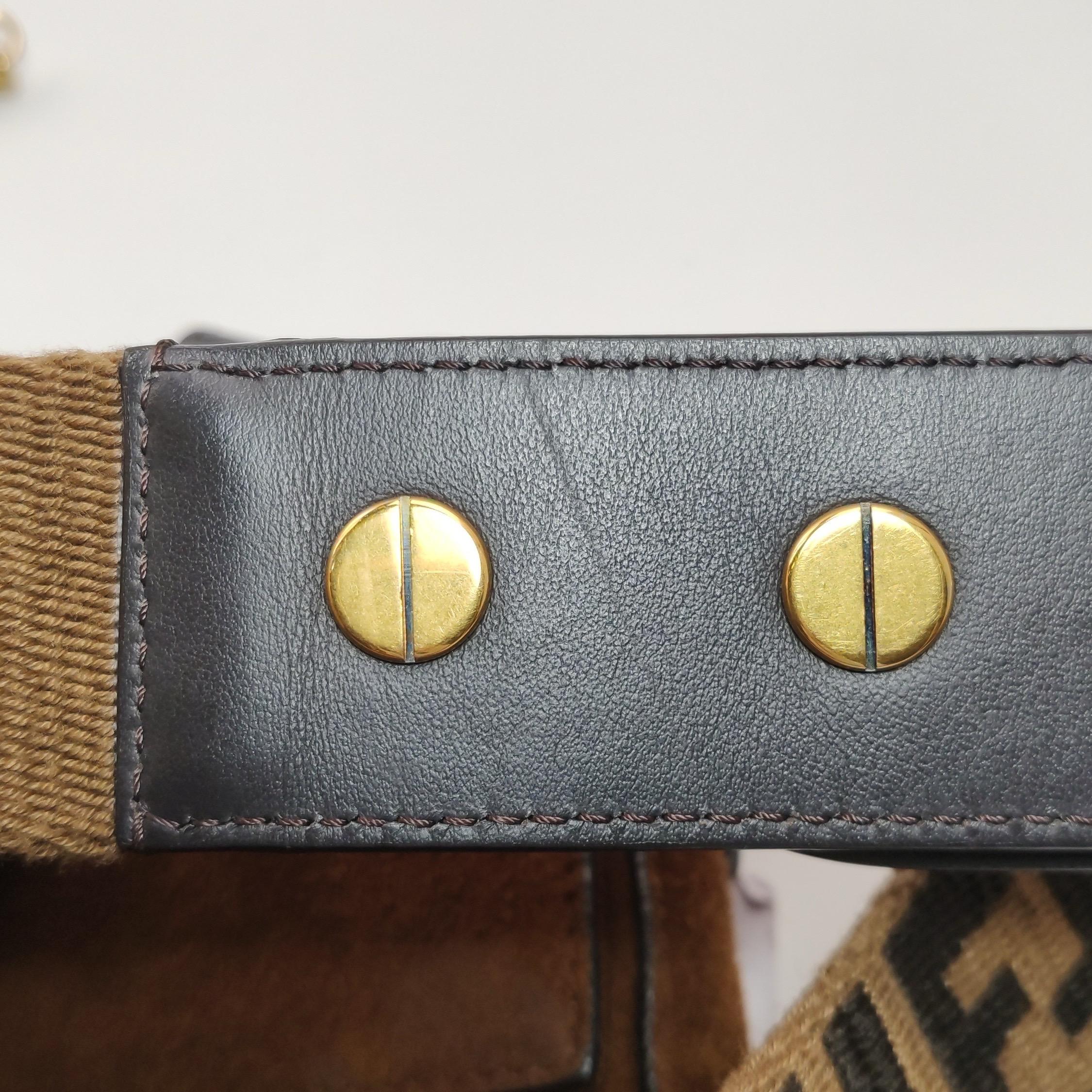 Fendi Baguette Mini Brown Suede Gold Hardware Crossbody Bag 10