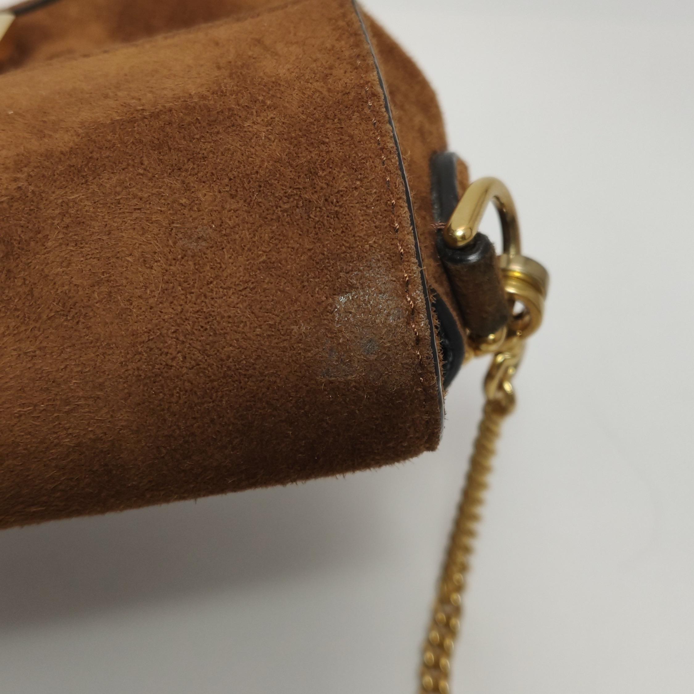 Fendi Baguette Mini Brown Suede Gold Hardware Crossbody Bag 13