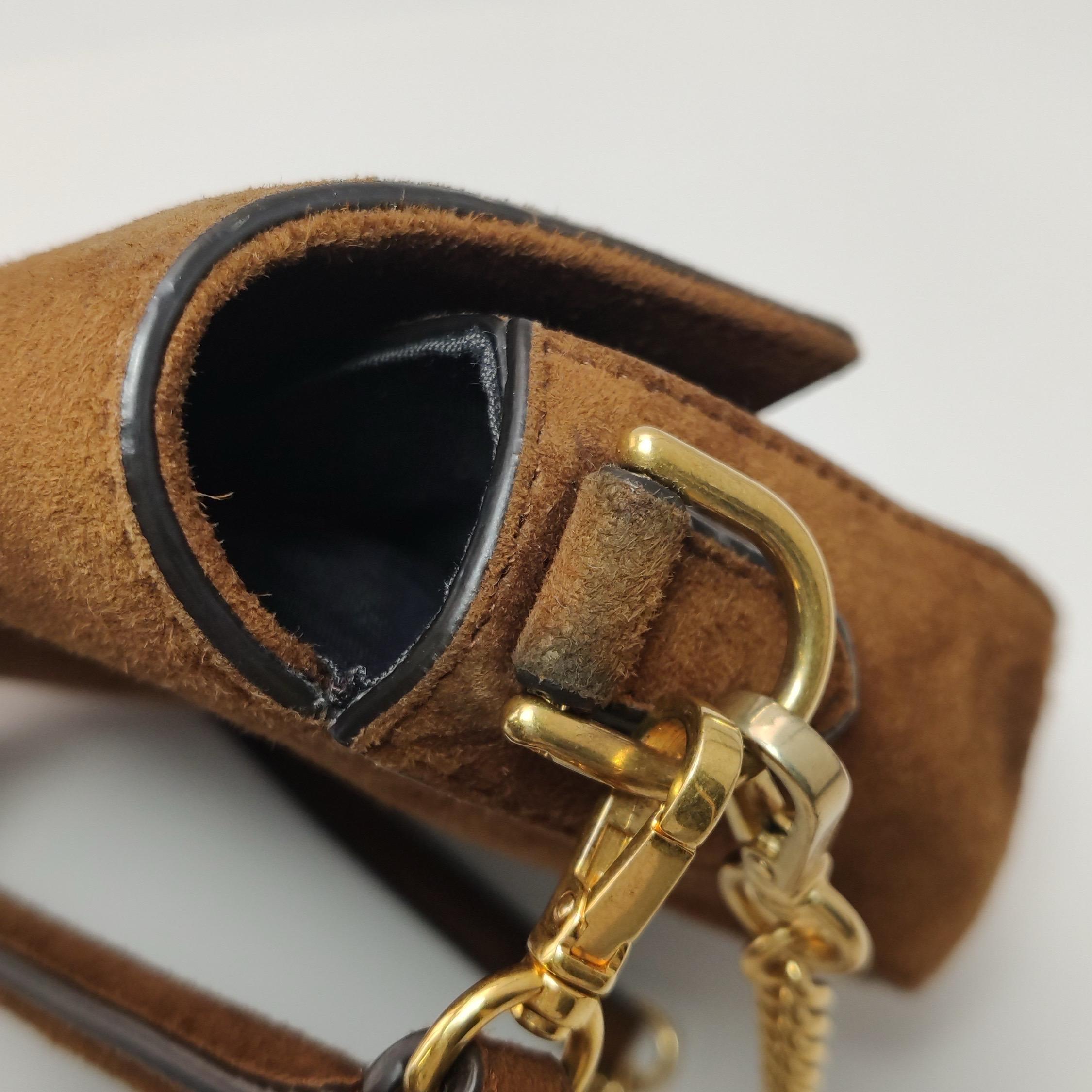 Fendi Baguette Mini Brown Suede Gold Hardware Crossbody Bag 15