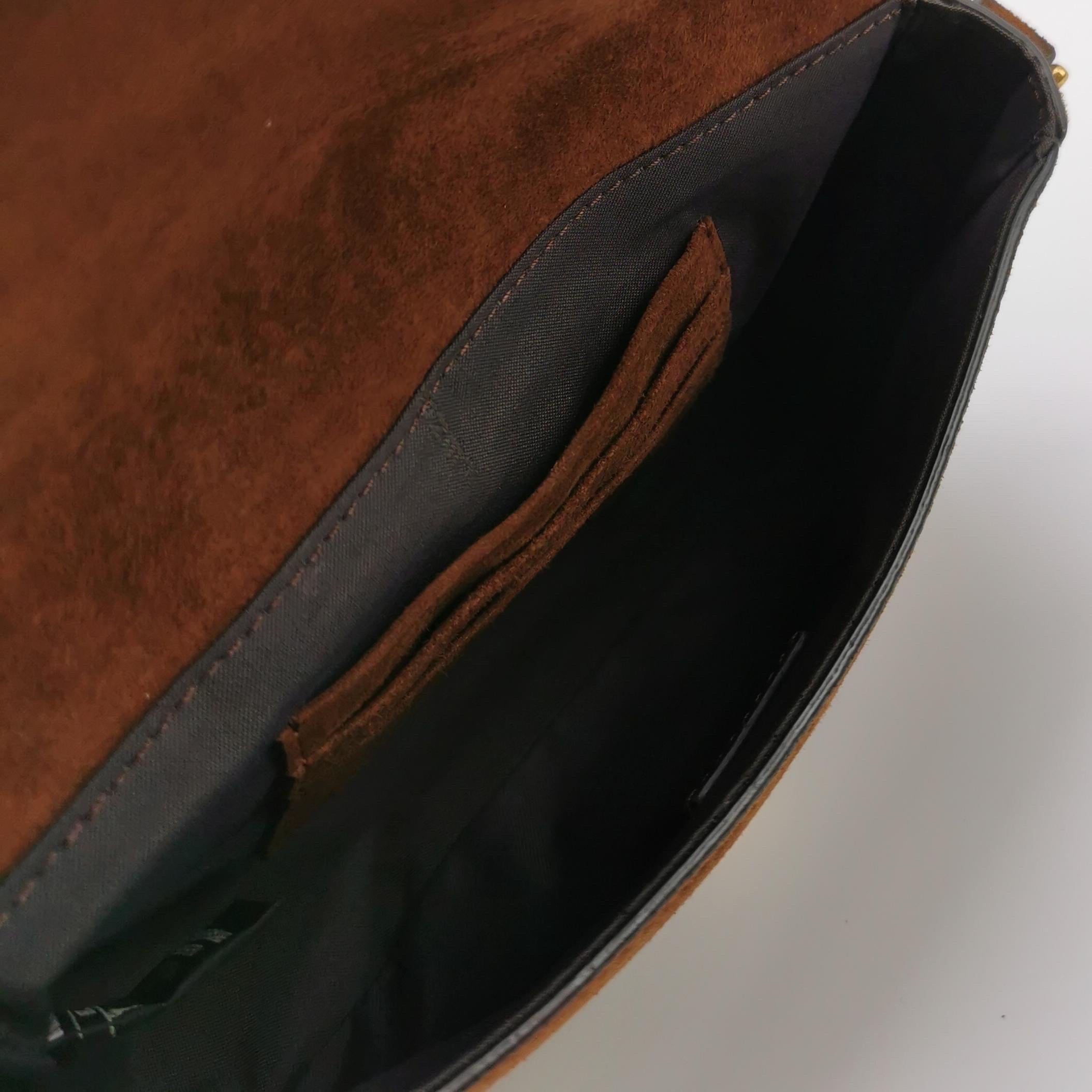 Fendi Baguette Mini Brown Suede Gold Hardware Crossbody Bag 2