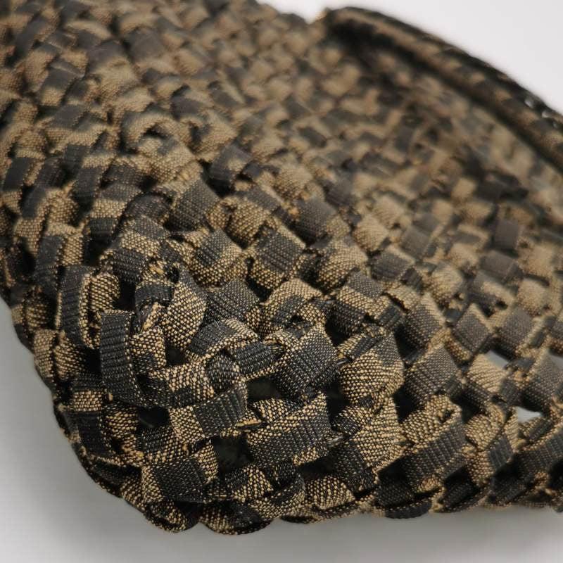 Fendi Baguette Mini Canvas Crochet Zucca Dark Green and Gold Hardware For Sale 2