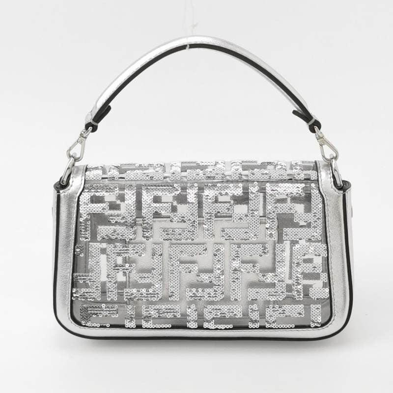 Women's Fendi Baguette Mini Fendi x Nicki Minaj Silver PVC and Leather Crossbody Bag For Sale