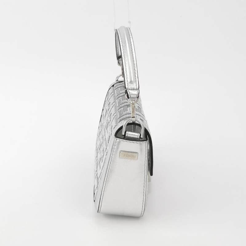 Fendi Baguette Mini Fendi x Nicki Minaj Silver PVC and Leather Crossbody Bag For Sale 1
