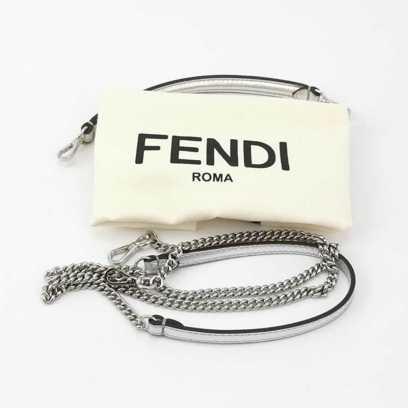 Fendi Baguette Mini Fendi x Nicki Minaj Silver PVC and Leather Crossbody Bag For Sale 2
