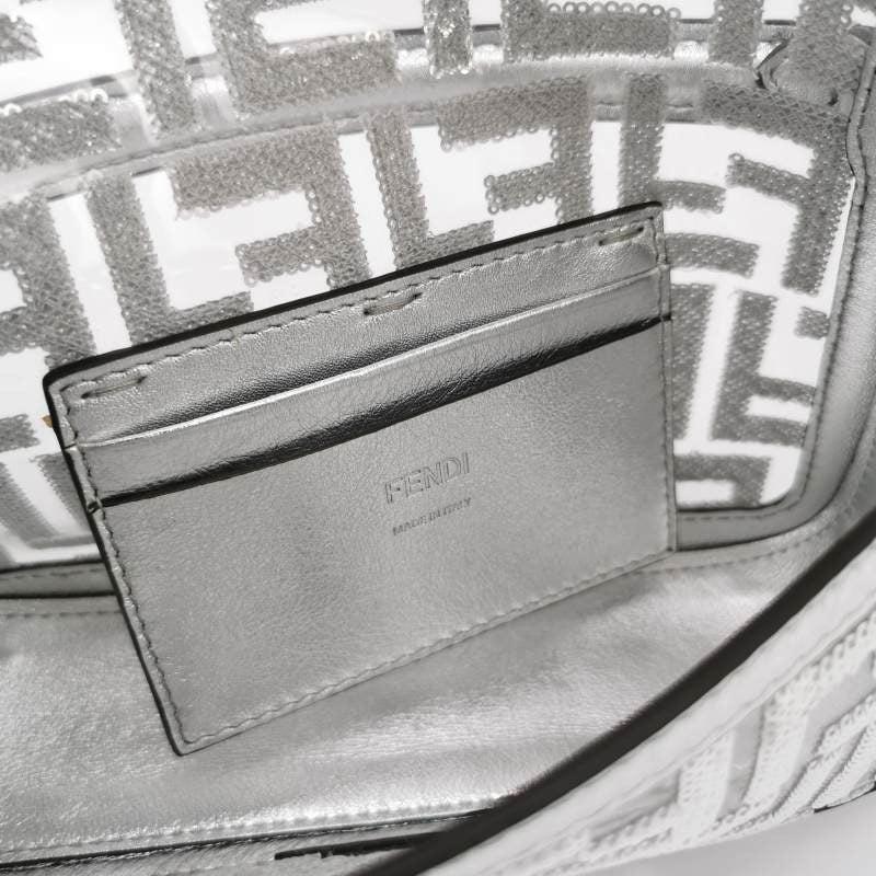 Fendi Baguette Mini Fendi x Nicki Minaj Silver PVC and Leather Crossbody Bag For Sale 3