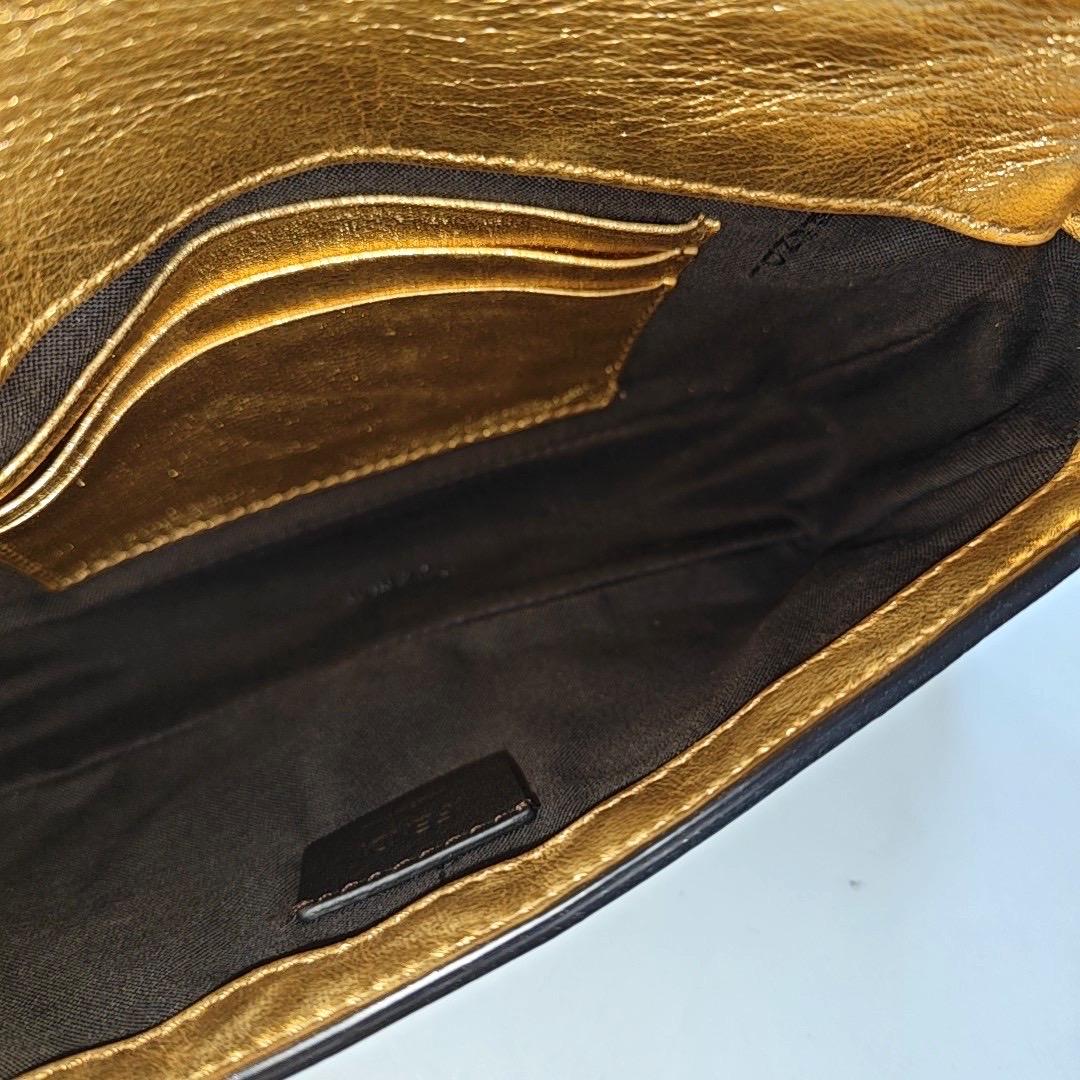 Fendi Baguette Mini Gold Nappa Leather Crossbody Bag For Sale 6