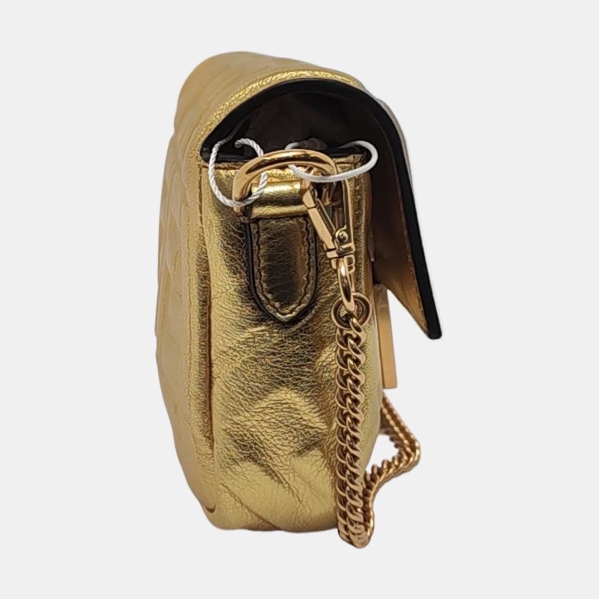 Women's Fendi Baguette Mini Gold Nappa Leather Crossbody Bag For Sale