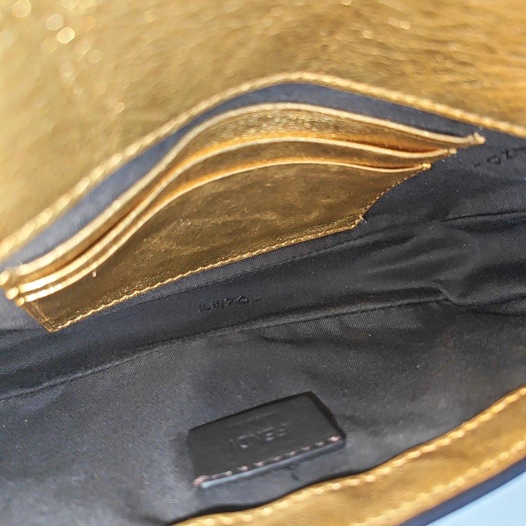 Fendi Baguette Mini Gold Nappa Leather Crossbody Bag For Sale 1