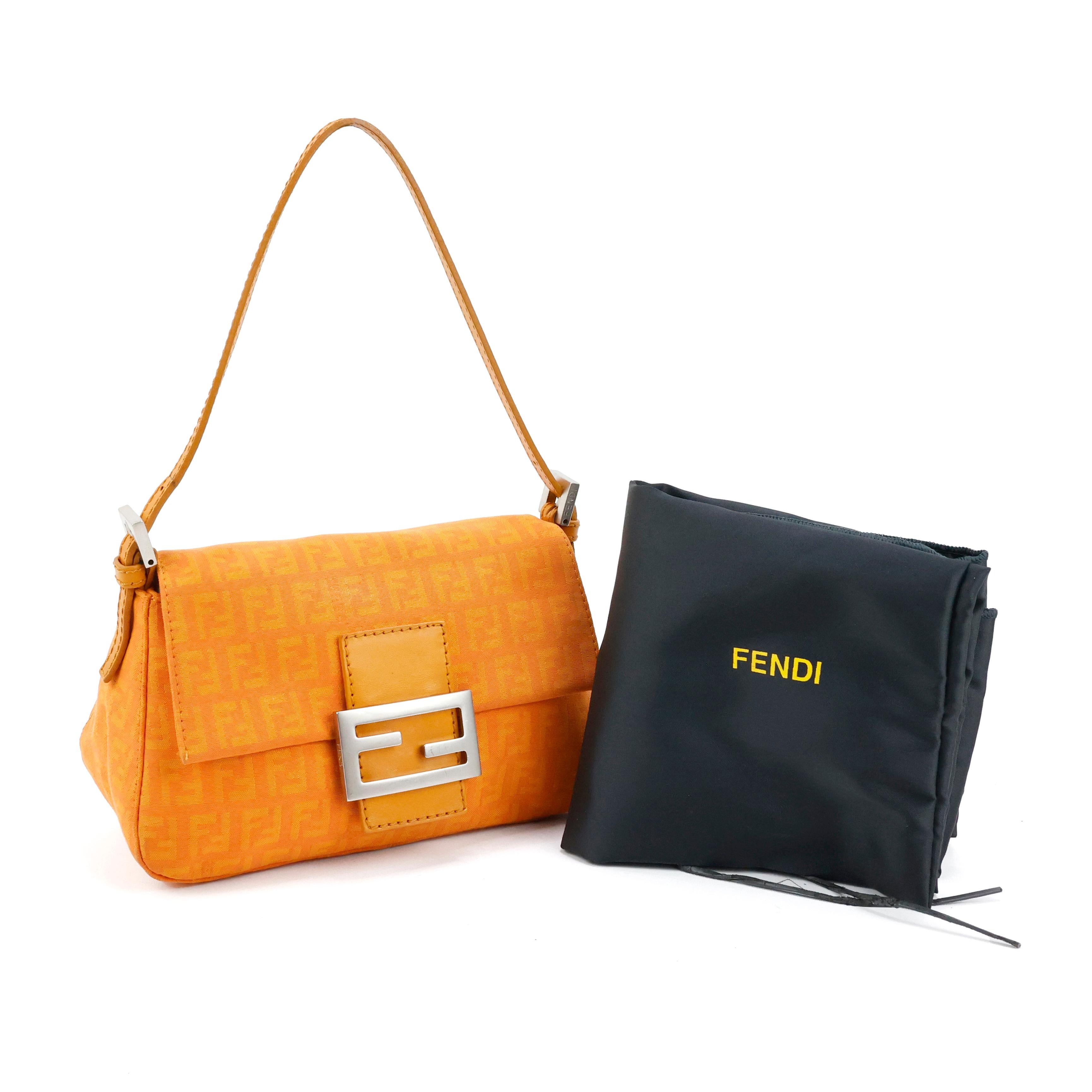 Fendi Baguette Mini Mamma in Orange Zucchino Monogram For Sale 1