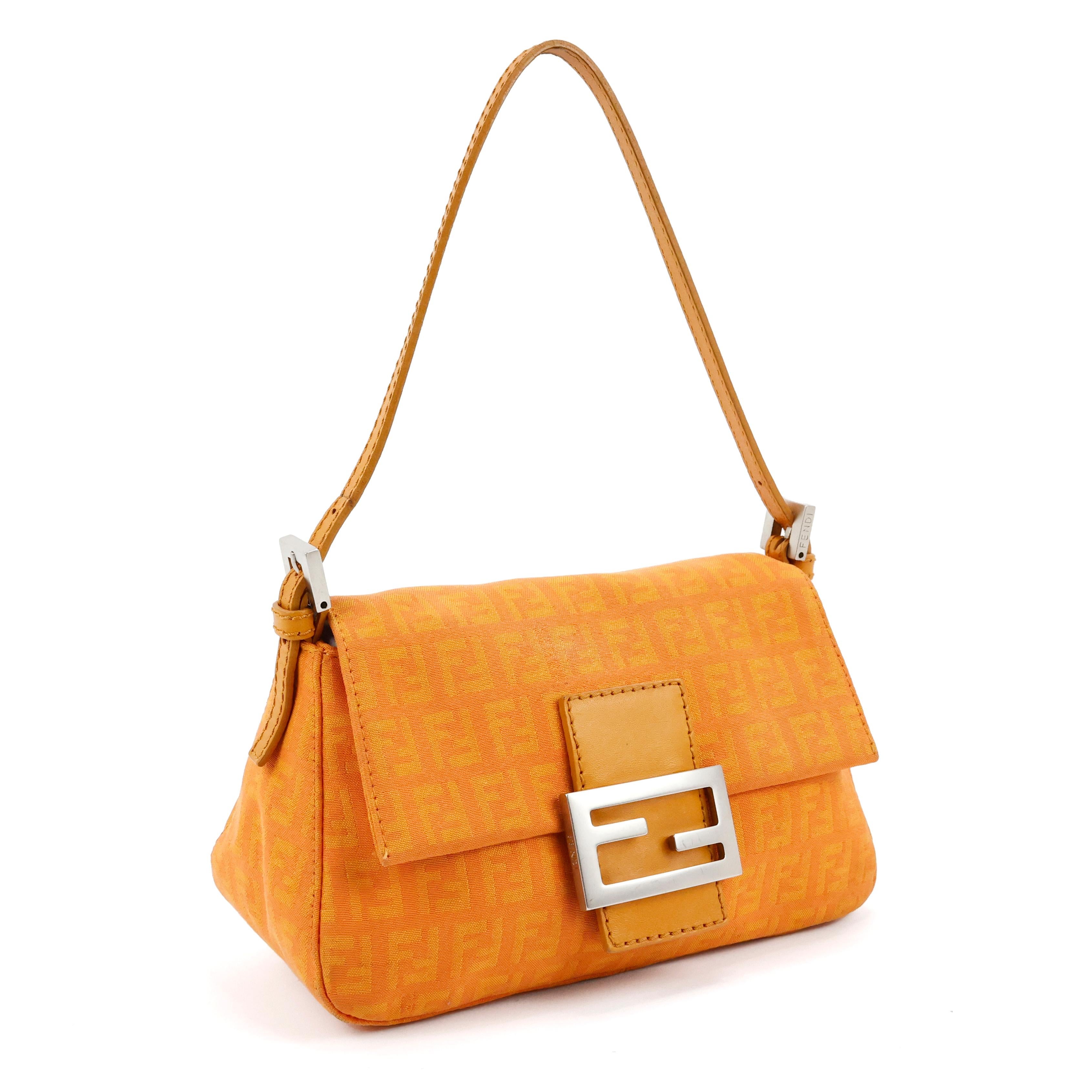 Fendi Baguette Mini Mamma in Orange Zucchino Monogram For Sale 2