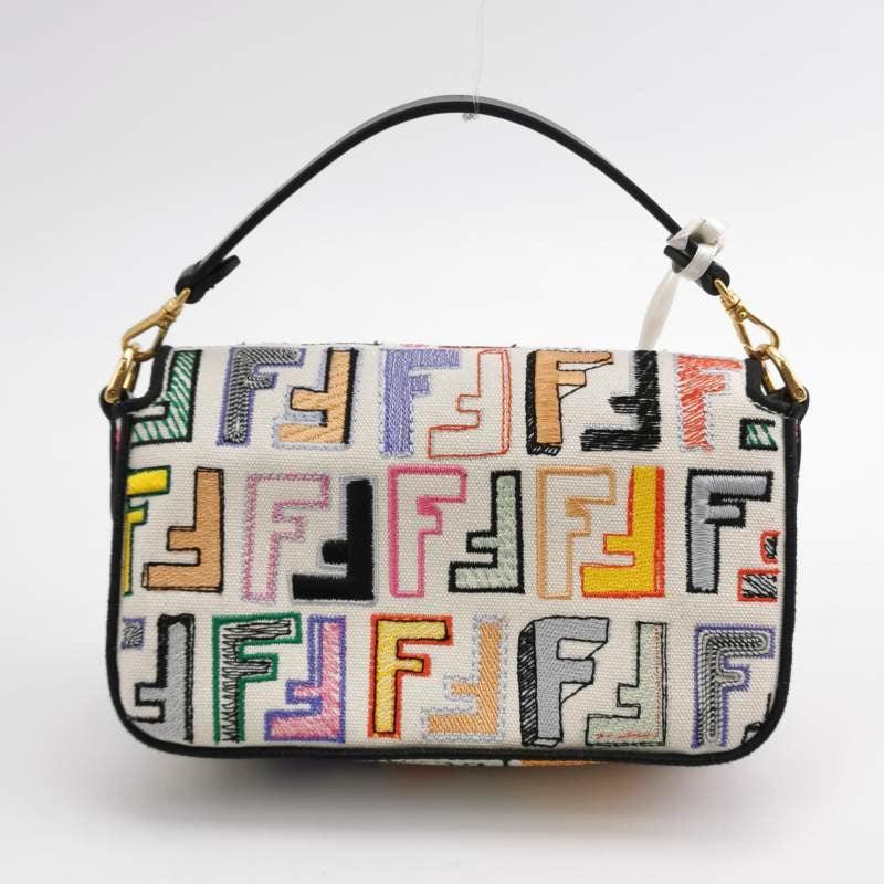 Fendi Baguette Mini Multicolor FF Zucca Canvas Crossbody Bag
 These are professional photos of the actual bag offered
 This incredibly rare multicolour canvas Fendi Baguette is an inspiration to the modern reissue of the multicolour Baguette. 
