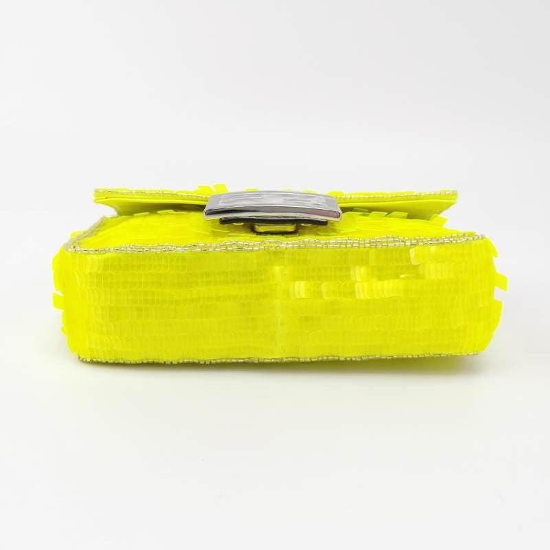 Fendi Baguette Mini Neon Lime Green Sequins Chain Strap Crossbody Bag 1