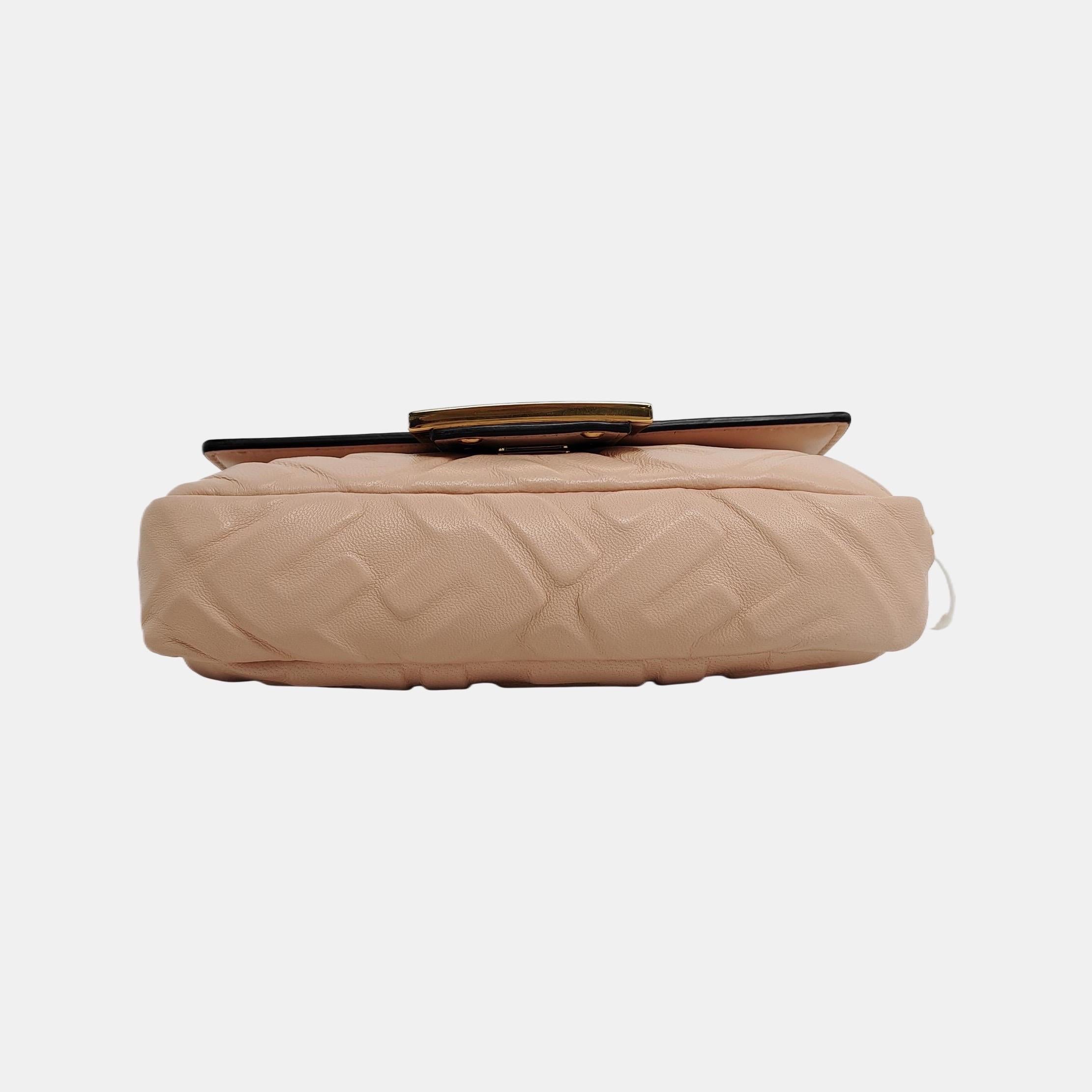 Fendi Baguette Mini Pale Pink Nappa Leather Crossbody Bag For Sale 1
