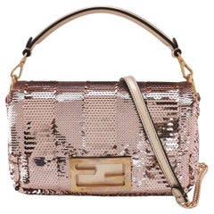 Fendi Baguette Mini Pink Glitter Sequins Valentine's Special Crossbody Bag