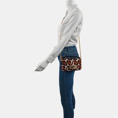 Fendi Baguette Mini Ponyhair Animal Print Crossbody Bag