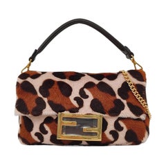 Fendi Baguette Mini Ponyhair Animal Print Crossbody Bag
