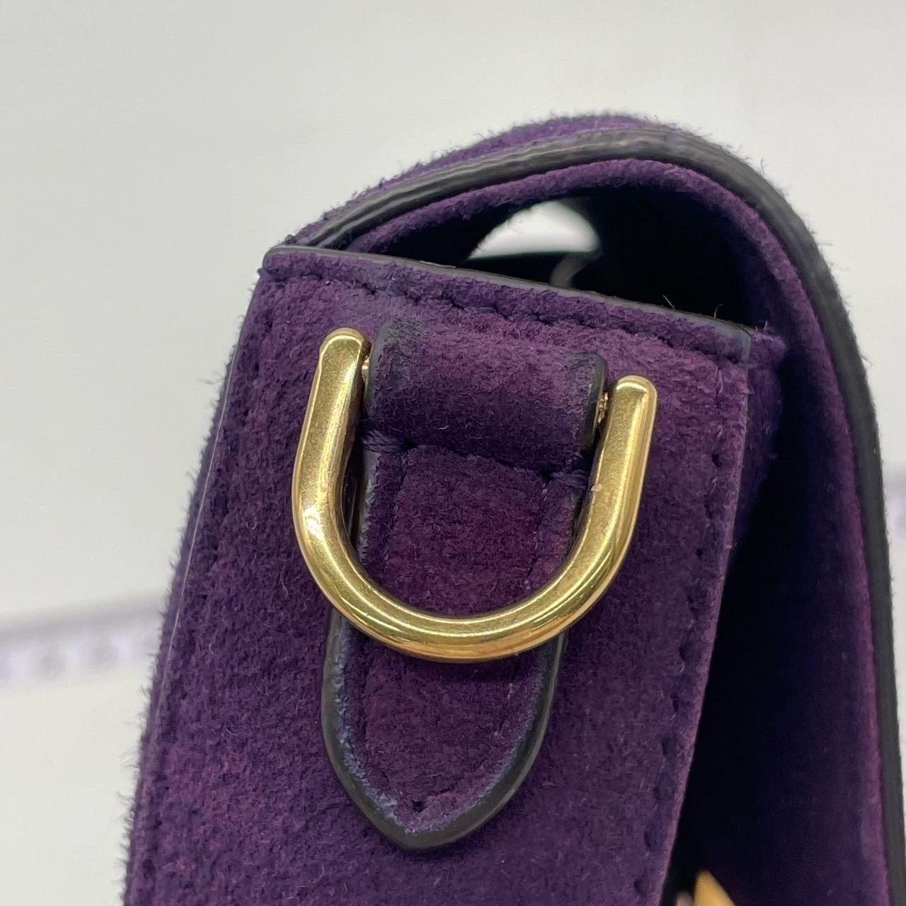 Fendi Baguette Mini Purple Suede Gold Hardware Crossbody Bag For Sale 12