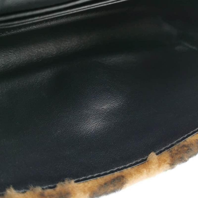 Fendi Baguette Mini Shearling Vitello Dolce Marco FF 1974 Tobacco Brown Zucca For Sale 6