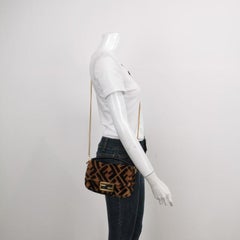 Fendi Baguette Mini Shearling Vitello Dolce Marco FF 1974 Tobacco Brown Zucca