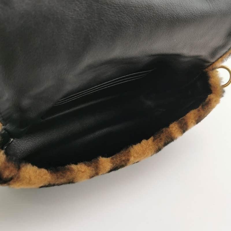 Fendi Baguette Mini Shearling Vitello Dolce Marco FF 1974 Tobacco Brown Zucca For Sale 1