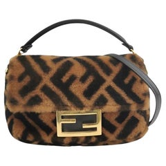 Fendi Baguette Mini Shearling Vitello Dolce Marco FF 1974 Tobacco Brown Zucca