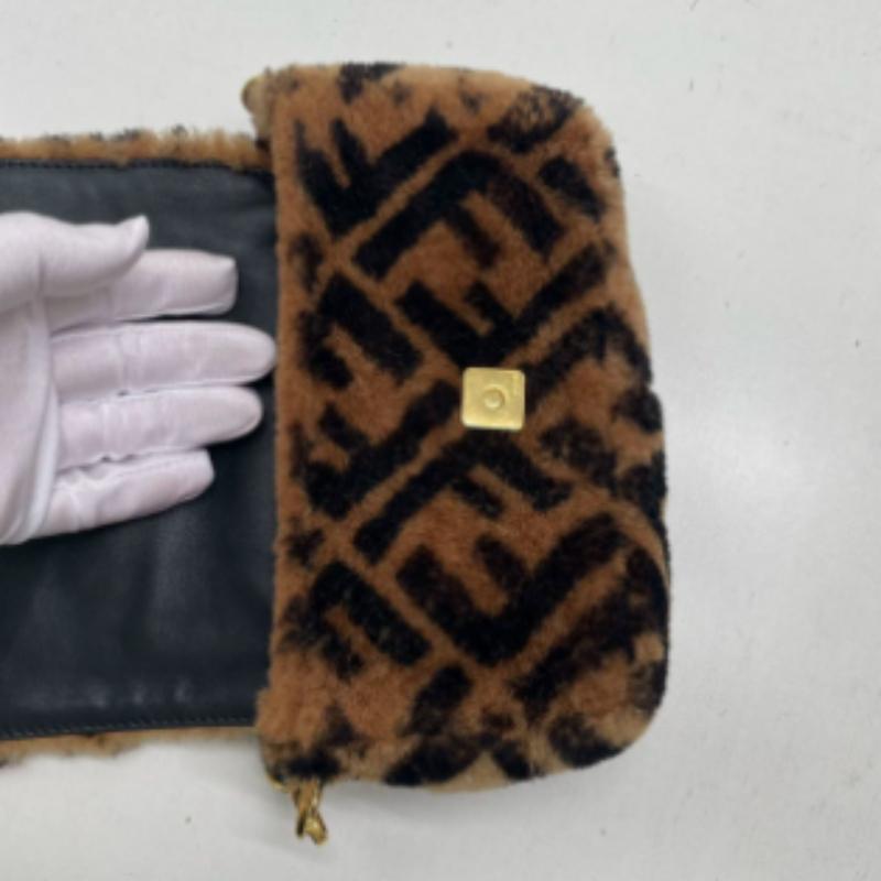 Fendi Baguette Mini Shearling Vitello Dolce Marco FF Tobacco Black Brown Zucca For Sale 6