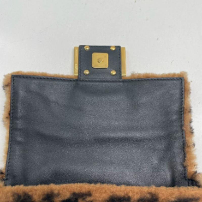 Fendi Baguette Mini Shearling Vitello Dolce Marco FF Tobacco Black Brown Zucca For Sale 8