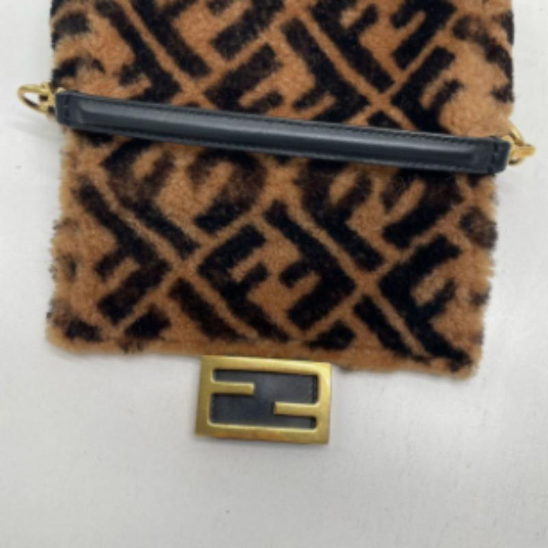 Fendi Baguette Mini Shearling Vitello Dolce Marco FF Tobacco Black Brown Zucca For Sale 9