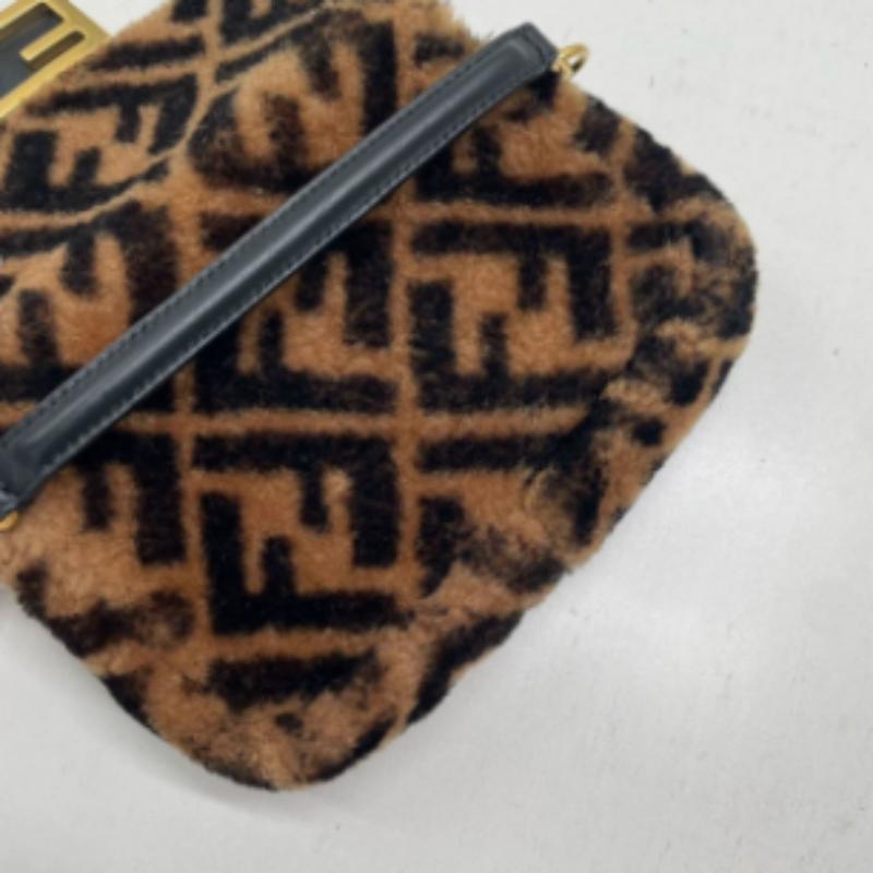 Fendi Baguette Mini Shearling Vitello Dolce Marco FF Tobacco Black Brown Zucca For Sale 10