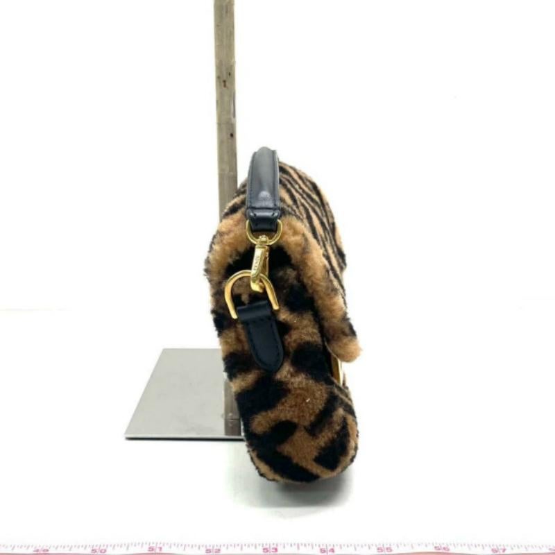 Fendi Baguette Mini Shearling Vitello Dolce Marco FF Tobacco Black Brown Zucca For Sale 2