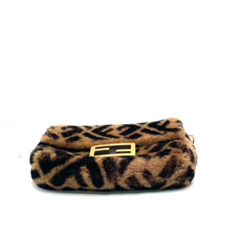 Fendi Baguette Mini Shearling Vitello Dolce Marco FF Tobacco Black Brown Zucca For Sale 3