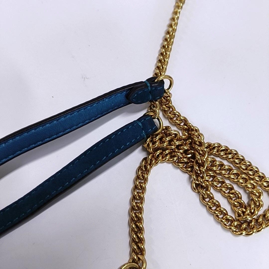 Fendi Baguette Mini Turquoise Blue Suede Gold Hardware Crossbody Bag For Sale 9