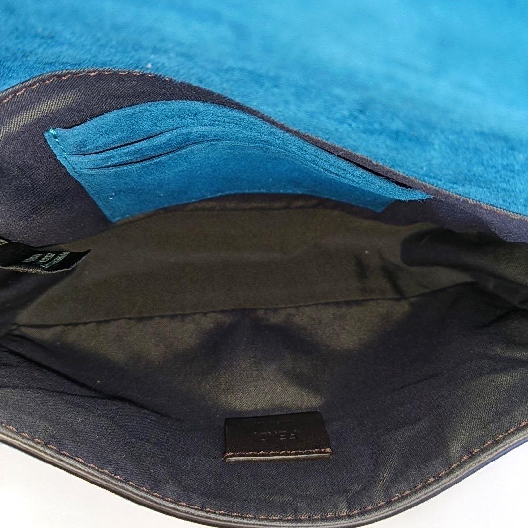Fendi Baguette Mini Turquoise Blue Suede Gold Hardware Crossbody Bag For Sale 10