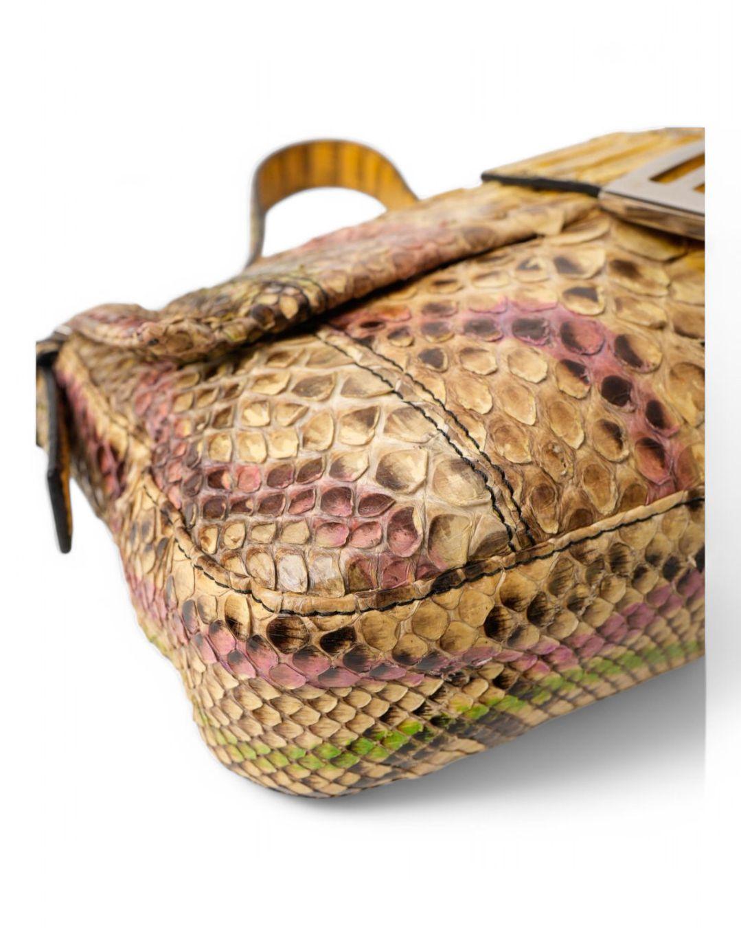 Fendi Baguette MM Pitón Multicolor Amarillo 5