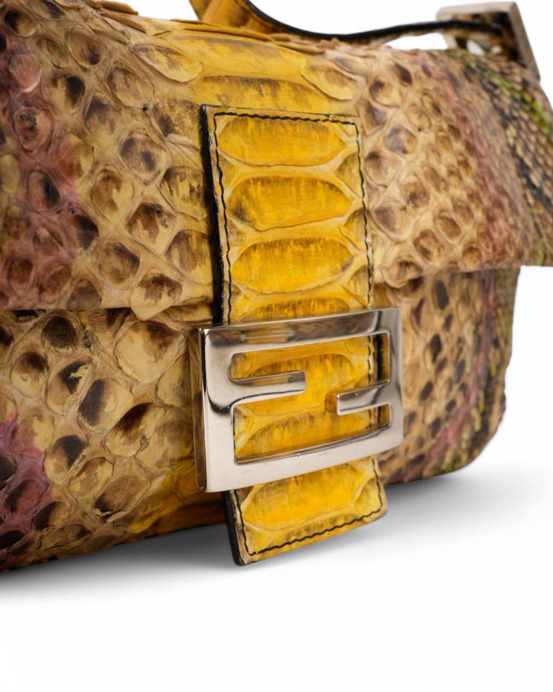 Fendi Baguette MM Pitón Multicolor Amarillo 6