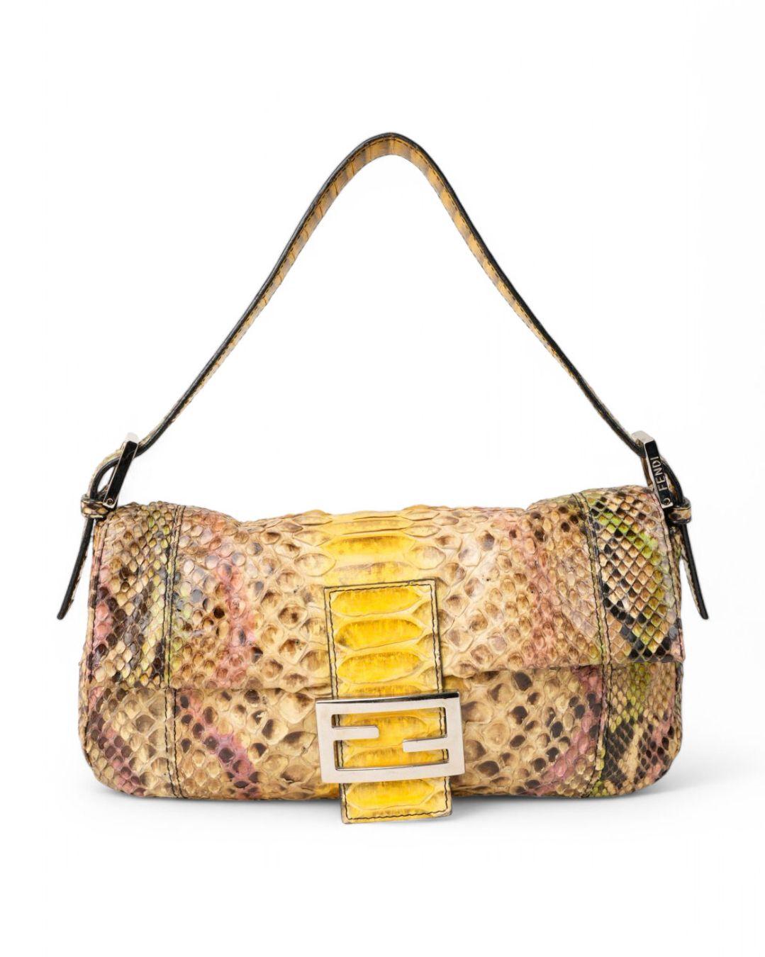 Fendi Baguette MM Pitón Multicolor Amarillo 10