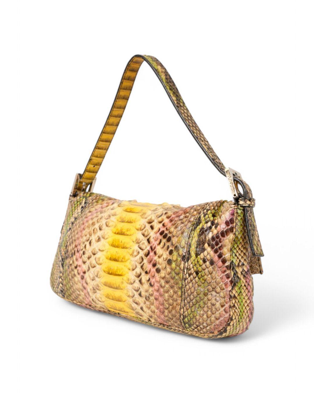 Fendi Baguette MM Pitón Multicolor Amarillo 1