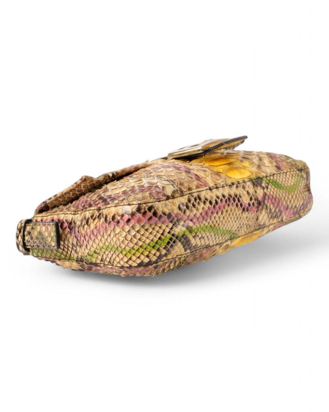 Fendi Baguette MM Pitón Multicolor Amarillo 4