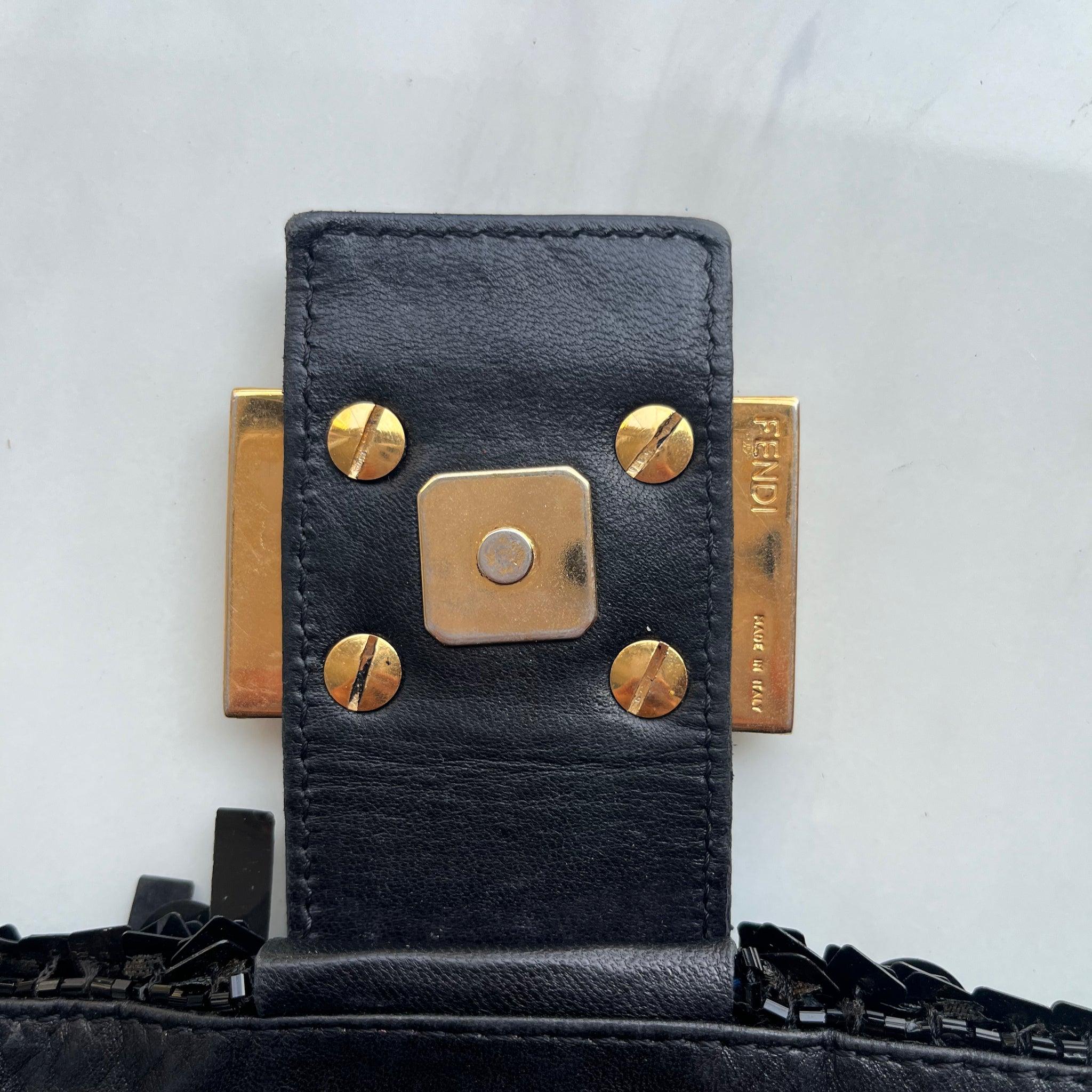 Fendi Baguette Multi-shape Black Sequins with Red Buckle 5