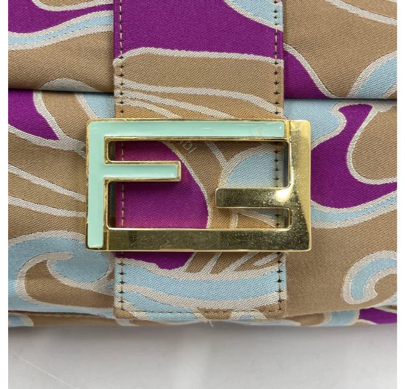 FENDI Baguette Multicolor Purple Fabric with Psychedelic prints 11
