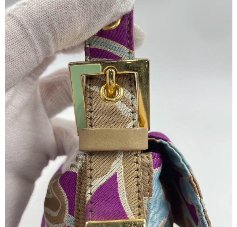 FENDI Baguette Multicolor Purple Fabric with Psychedelic prints 12