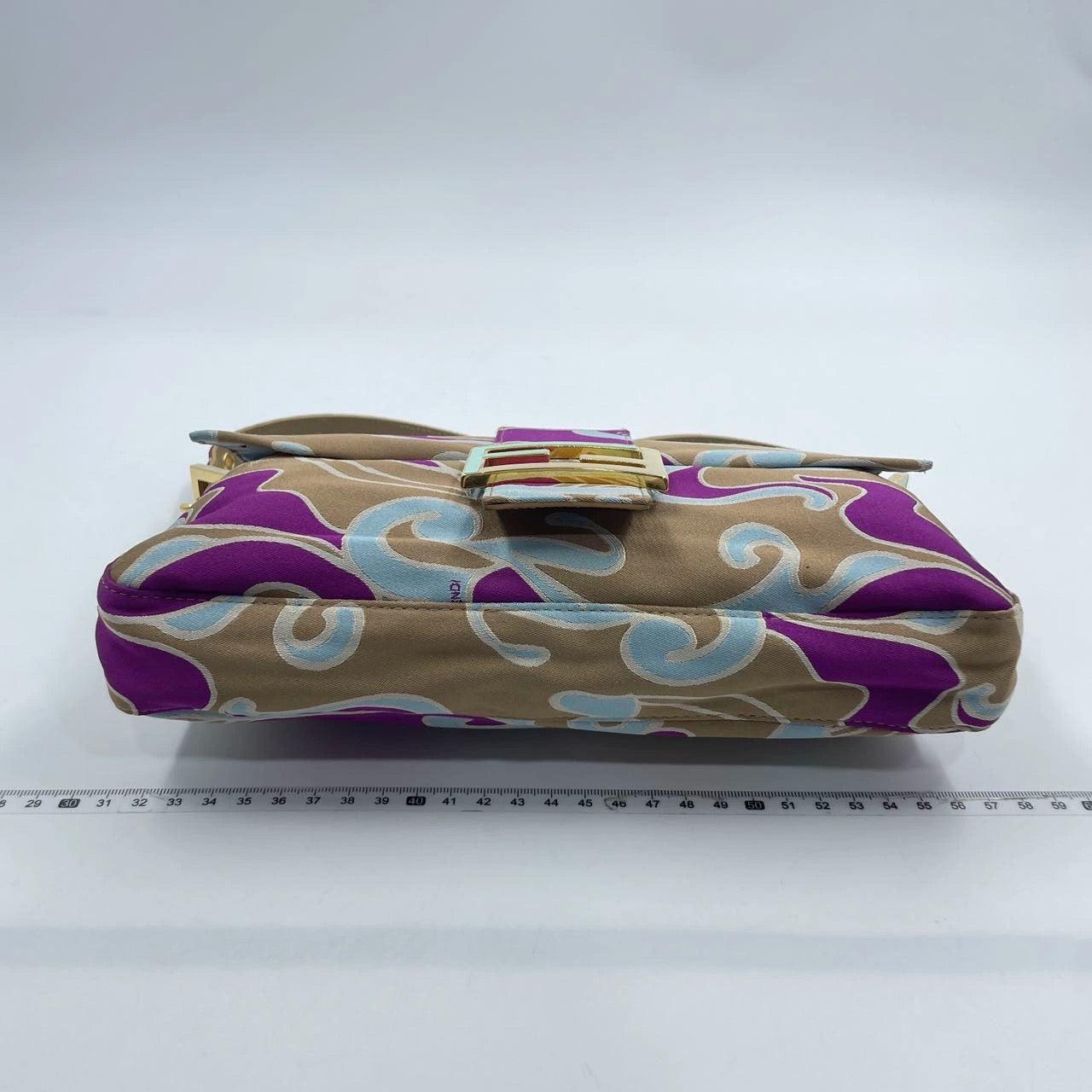Gray FENDI Baguette Multicolor Purple Fabric with Psychedelic prints